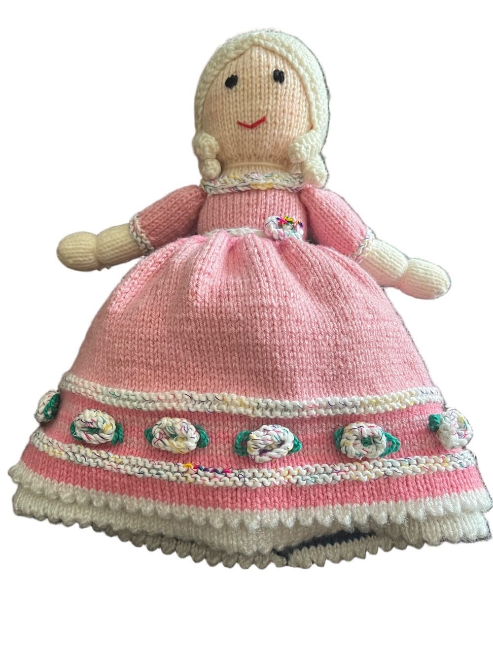 Vintage Jean Greenhowe Topsy Turvy Cinderella Doll Hand Knitted 12"